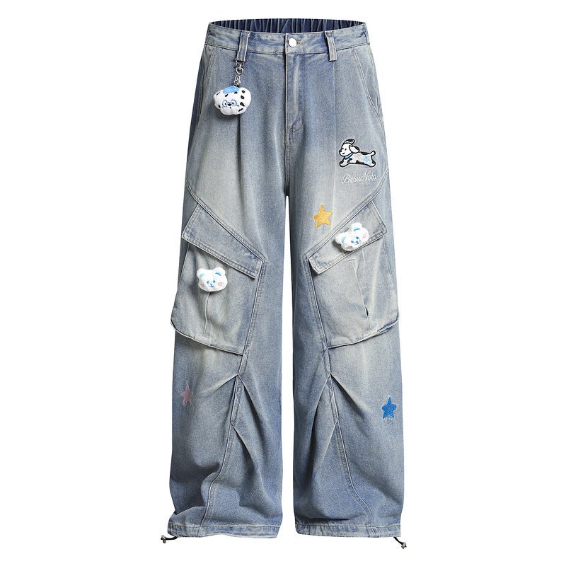 Unisex Classic Denim Jeans Loose Fit Daily Outdoor Wear - Image 2