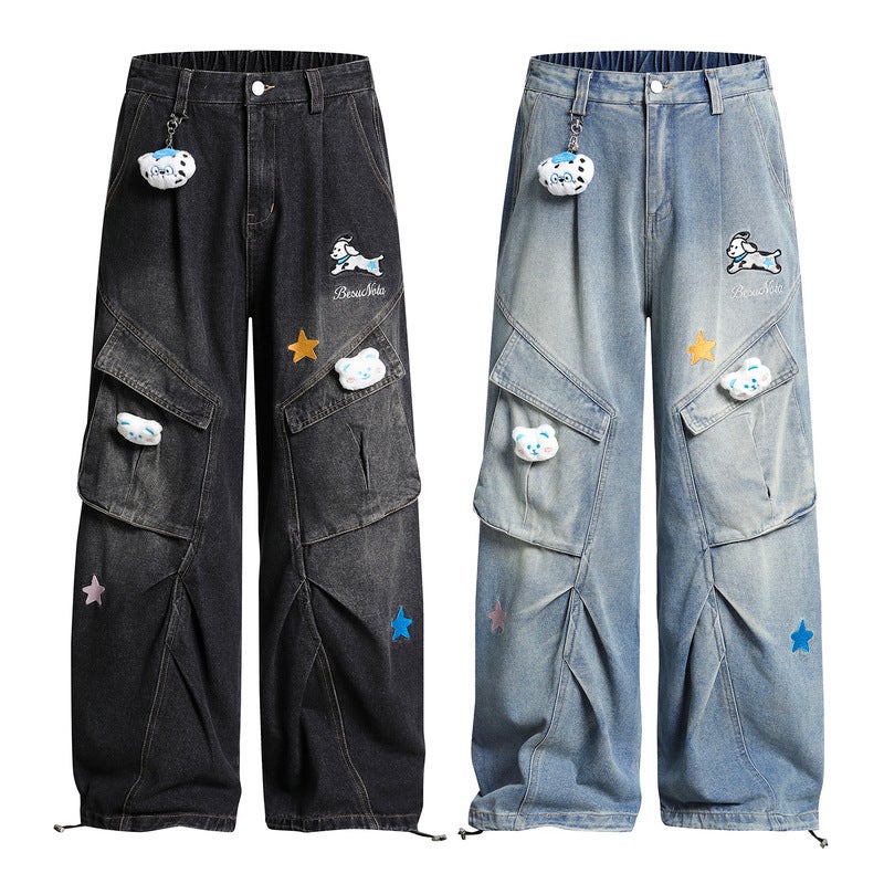 Unisex Classic Denim Jeans Loose Fit Daily Outdoor Wear - Image 4