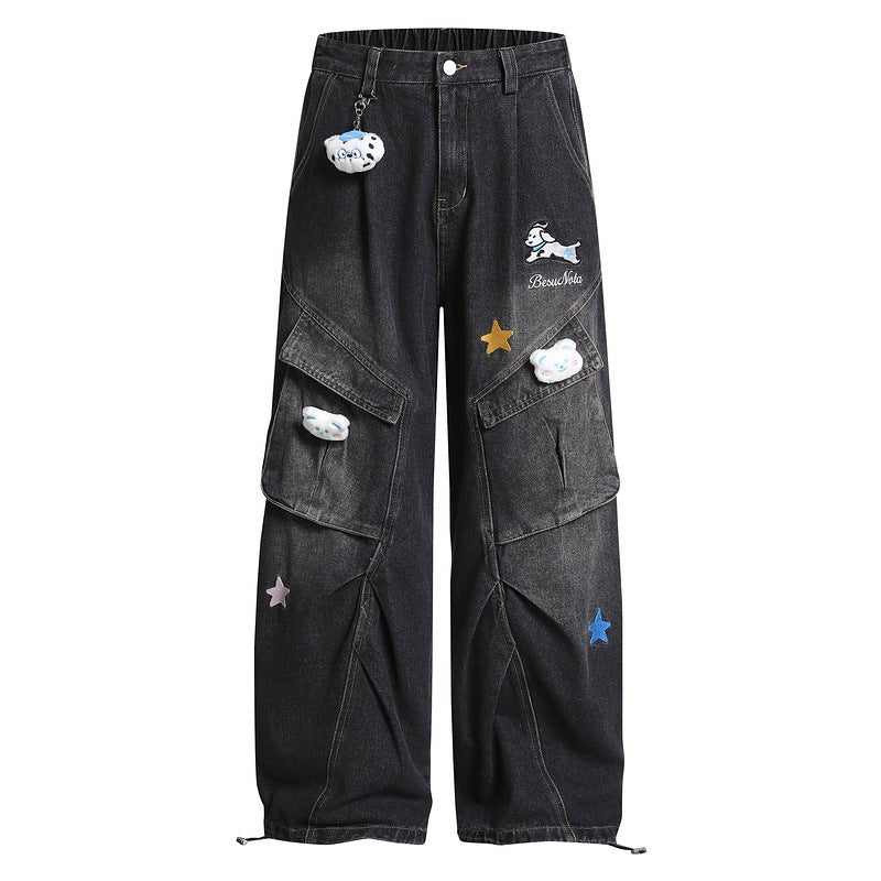 Unisex Classic Denim Jeans Loose Fit Daily Outdoor Wear - Image 3