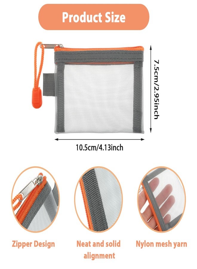 Amabro 5 pcs Mini Zipper Mesh Bags, 4.13‘’×2.95‘’ Cosmetic Bags Coin Purse Key Holder bags Travel Storage Pouch Makeup Purse Accessories for Lipstick, Cash, Earphone, Credit Card (Five Colors) - Image 2