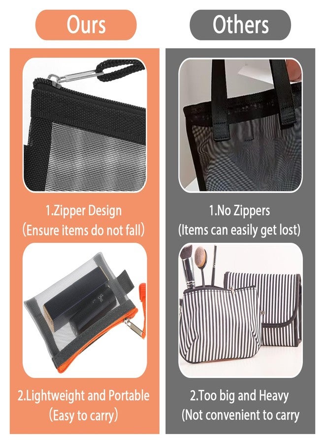 Amabro 5 pcs Mini Zipper Mesh Bags, 4.13‘’×2.95‘’ Cosmetic Bags Coin Purse Key Holder bags Travel Storage Pouch Makeup Purse Accessories for Lipstick, Cash, Earphone, Credit Card (Five Colors) - Image 4