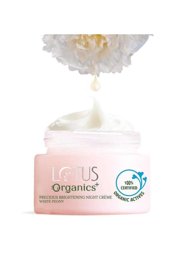 Lotus Organics+ Precious Brightening Night Cream | For Dark Spots, Blemishes & Pigmentation | Night Moisturiser | Sulphate & Paraben Free | All Skin Types | 50G - Image 1