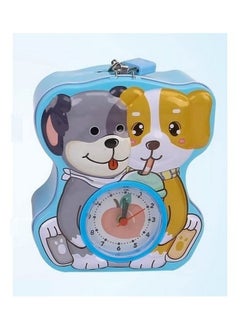 TEMSON TEMSON 2 in 1 Metal Coin Box and Alarm Clock - Table Alarm Clock with Piggy Bank/Coin Box/Metal Coin Bank for Kids/Money Bank with Key and Lock/Birthday Return Gift (S-244) (Blue)  - Image 1