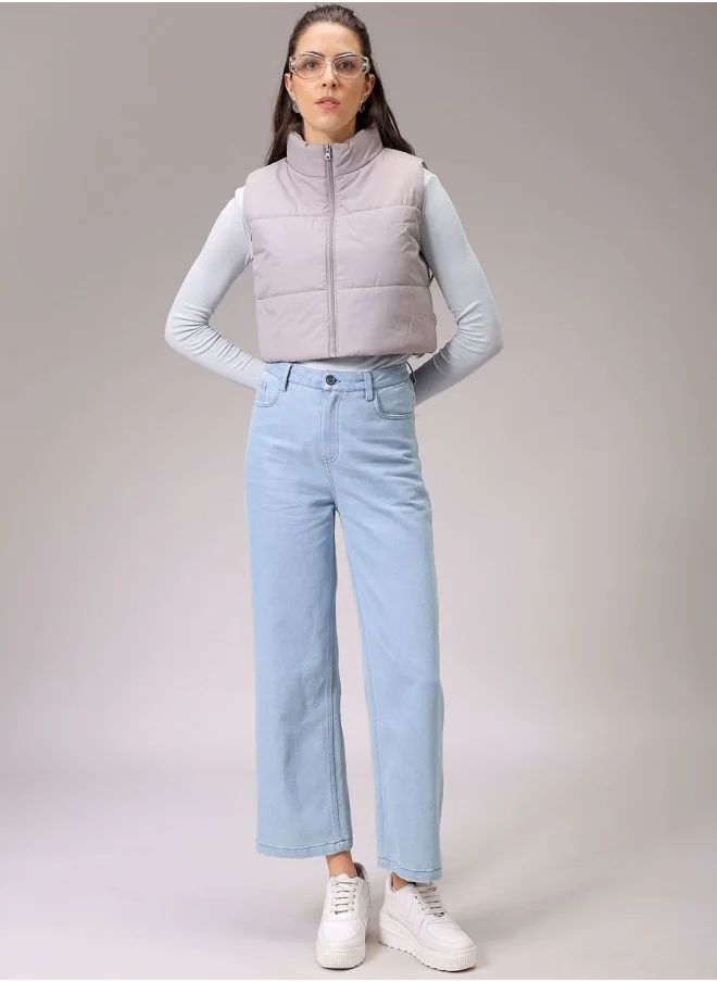 Freehand Women Regular Fit Solid Quilted Jacket