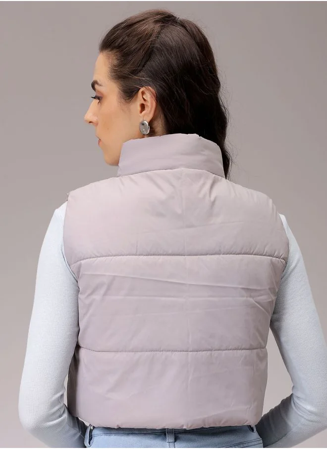 Freehand Women Regular Fit Solid Quilted Jacket