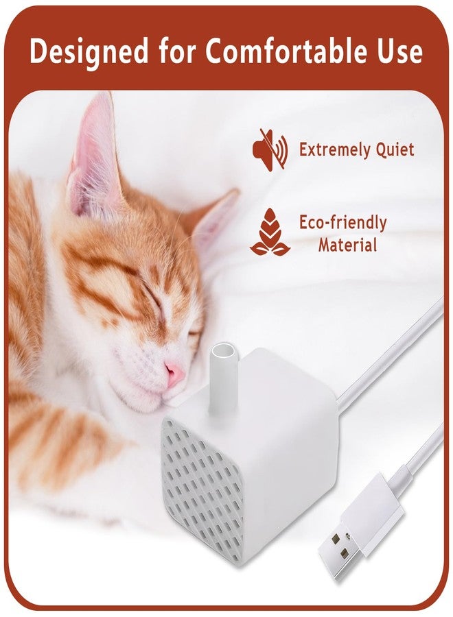 Streamonix Replacement Cat Water Fountain Pump, 5W DC Submersible USB Pump, 90L/H (24 GPH), Compatible with/For Pixi Round, Cubic, Flower Cap Cat Fountains (White) - Image 2