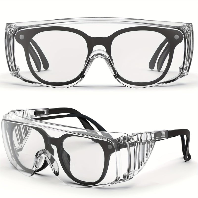Anti Fog Safety Glasses Clear Lenses Black Frame Adjustable Temples for Men and Women - Image 2