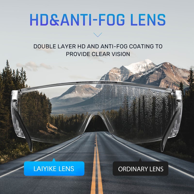 Anti Fog Safety Glasses Clear Lenses Black Frame Adjustable Temples for Men and Women - Image 3