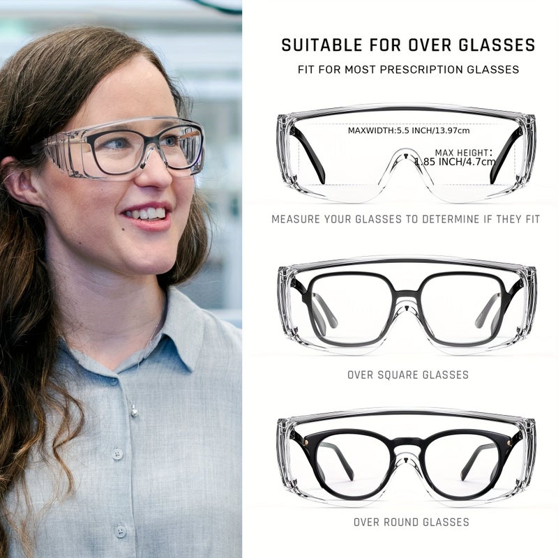 Anti Fog Safety Glasses Clear Lenses Black Frame Adjustable Temples for Men and Women - Image 4