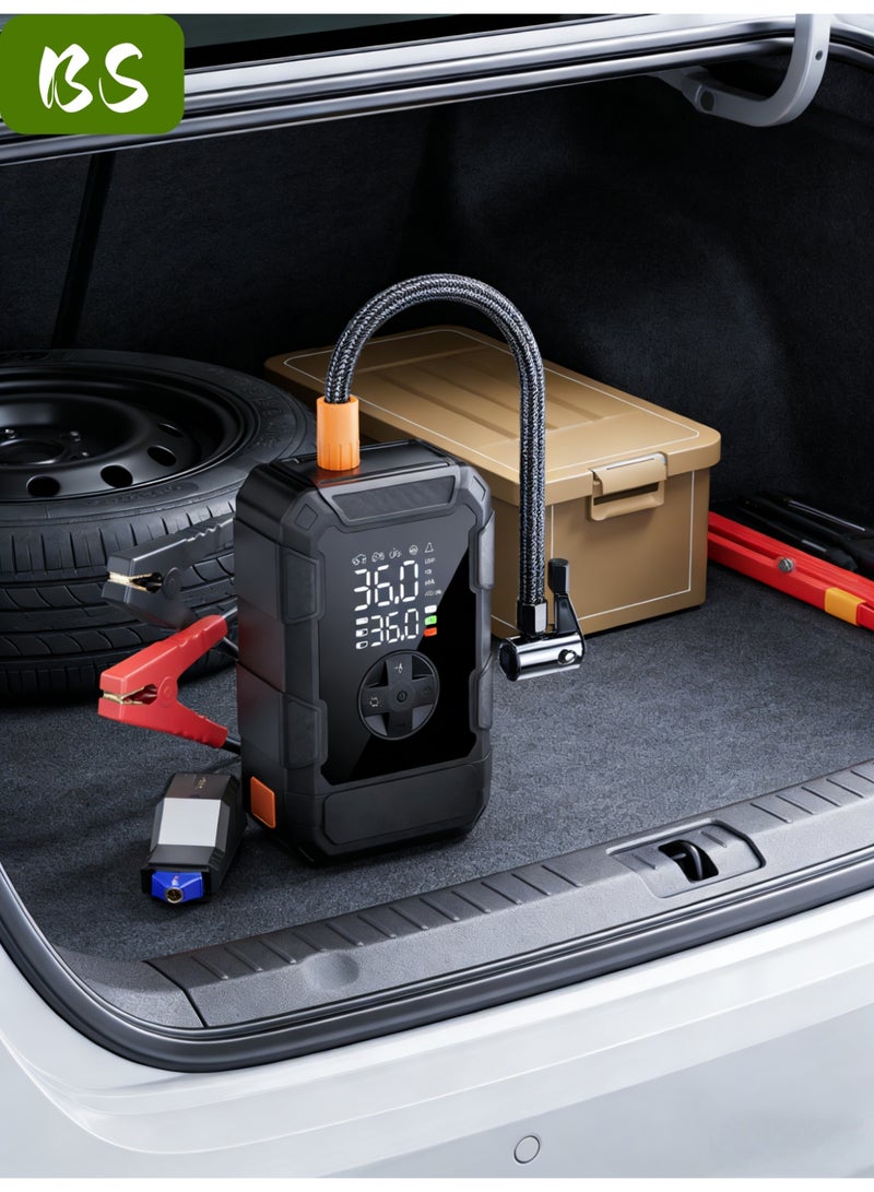 BS Logistics delays, emergency supply | Car jump starter | 20000mAh high capacity | Peak current up to 2500A | Easily starts 12V vehicles (suitable for 8.0L gasoline/6.5L diesel engines) | With 3-mode emergency light and smart clip jumper cable | High-end factory manufacturing | Perfect gift | Equipped with LED display | Flashlight | Power bank and large-capacity storage (including storage bag). - Image 5