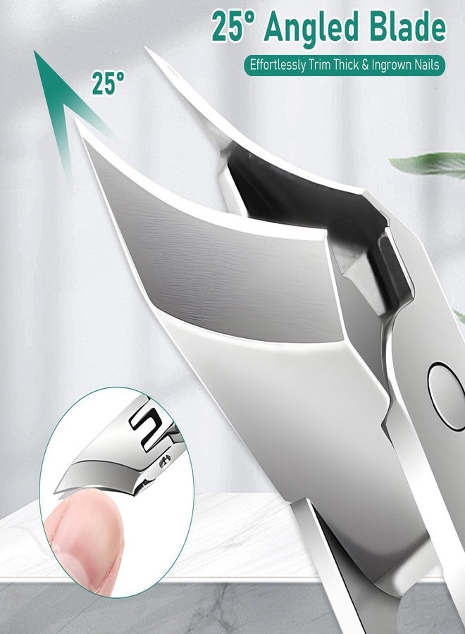 Kcyuowq Eagle Beak Beveled Nail Clippers, 3Pcs Wide Jaw Opening Anti-Splash Slanted Nail Clipper, Long Handle Wide Jaw Opening Anti-Splash Slanted Edge Nail Clipper for Thick Nails,Seniors&Ingrown Care(Green) - Image 3