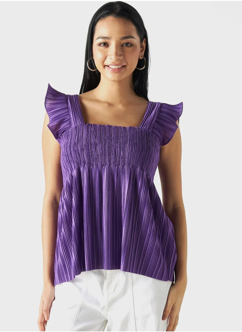 تواكستريمز Square Neck Ruched Tiered Top