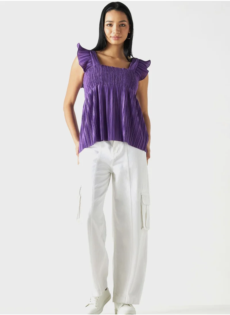 تواكستريمز Square Neck Ruched Tiered Top