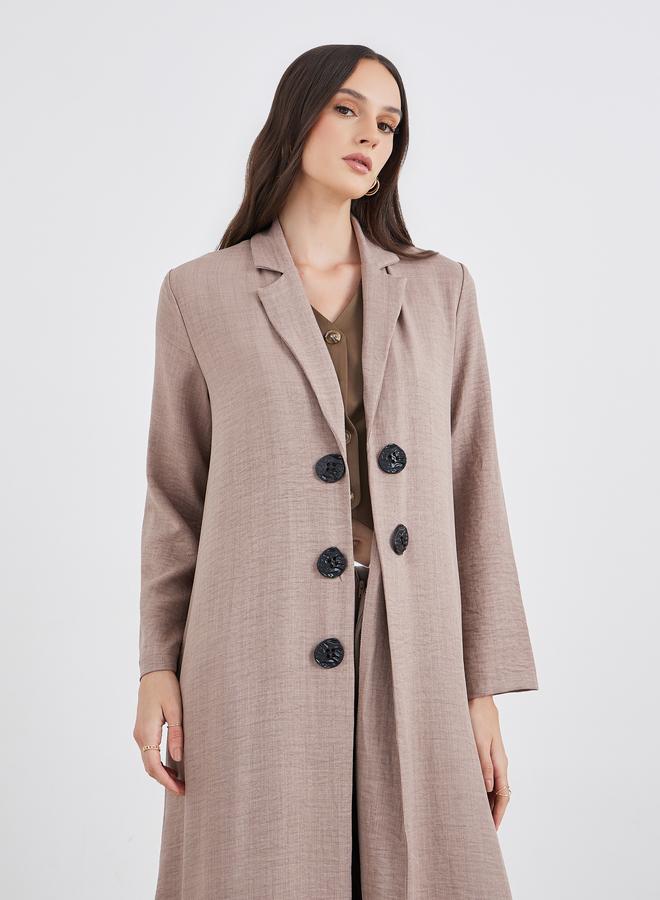 ستايلي أميرة عباءة بنية بياقة مشقوقة وتفاصيل أزرار - Image 2