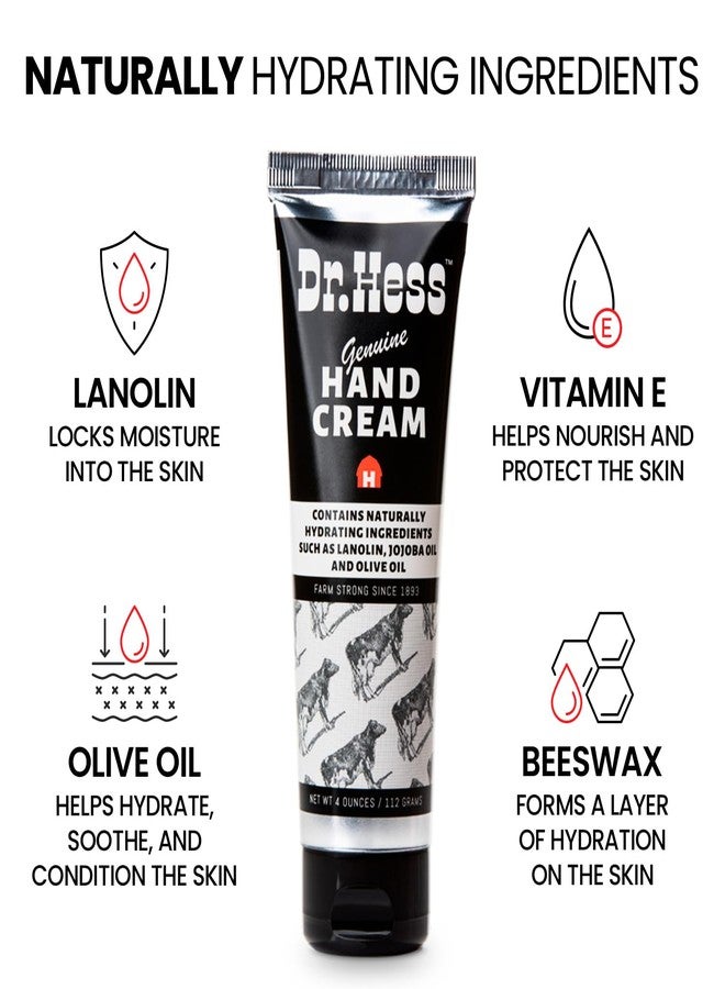 Dr Hess Dr. Hess Genuine Hand Cream, Nourishing lotion for Dry, Cracked Hands & Heels, Eczema Relief, with Lanolin, Beeswax, Olive Oil & Vitamin E, Cruelty-Free, Paraben & Sulfate-Free, 4 oz, 2 Pack - Image 4