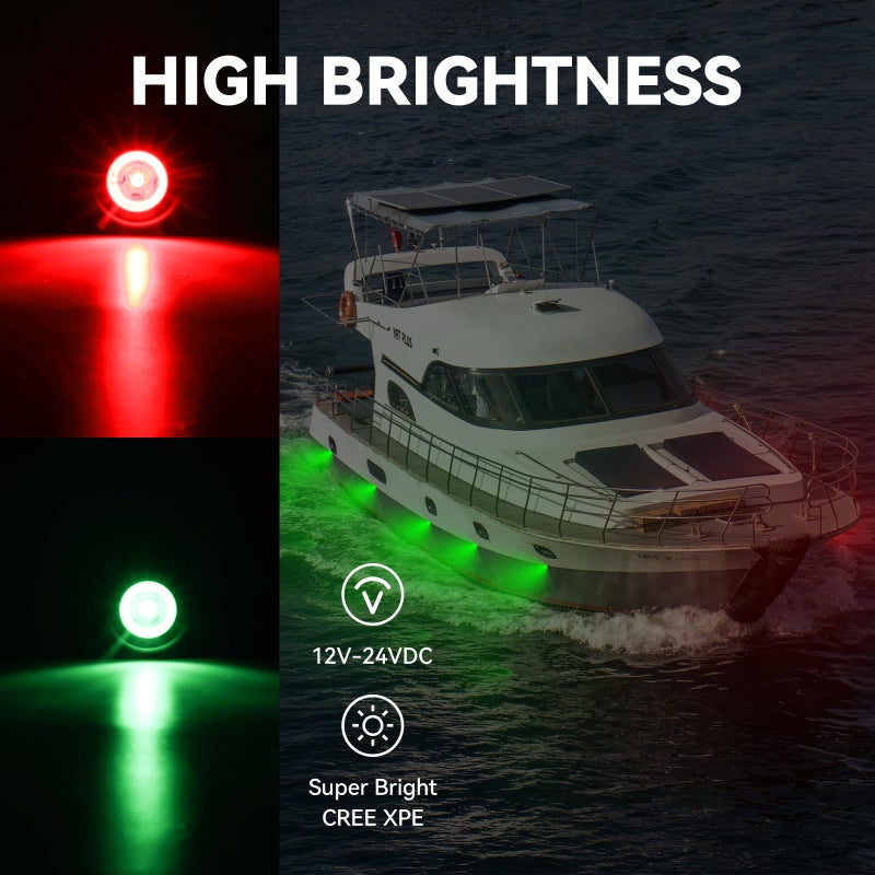 ULITECO Boat Navigation Lights, Marine Boat Nav Lights, Red and Green Bow Lighting, Night Fishing Lights, Deck Lights, IP68 Waterproof LED Lighting for Pontoon Bas Dinghy Jon - Image 2