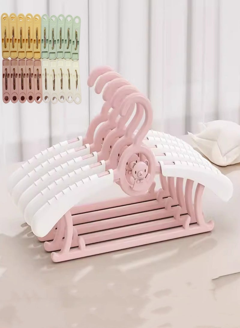 20 Pack Adjustable Extend Baby Clothes Hangers+ 20 Clothes Non-Slip Clips，Clothes Brace Drying Rack for Newborns to Teenager - Image 1