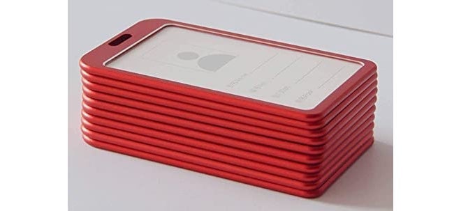 Kosh I Cards-Natural Hard Metal (Aluminum Alloy) ID Card Holder/Badge with Scratch Guard for Office ID Card (Pack of 10) (Red) - Image 1