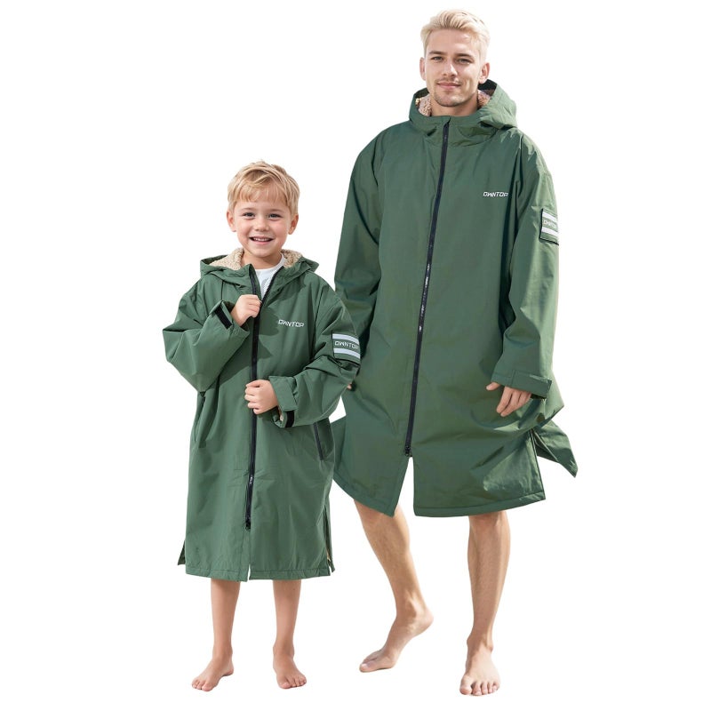 Owntop Changing Robe for Adults and Kids | Oversize Swim Parka | Waterproof and Windproof | Sherpa Fleece Interior, Pockets & Badge | for Surfing, Beach, Swimming, Camping - Image 1
