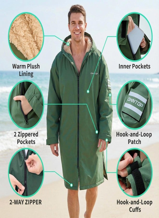 Owntop Changing Robe for Adults and Kids | Oversize Swim Parka | Waterproof and Windproof | Sherpa Fleece Interior, Pockets & Badge | for Surfing, Beach, Swimming, Camping - Image 5
