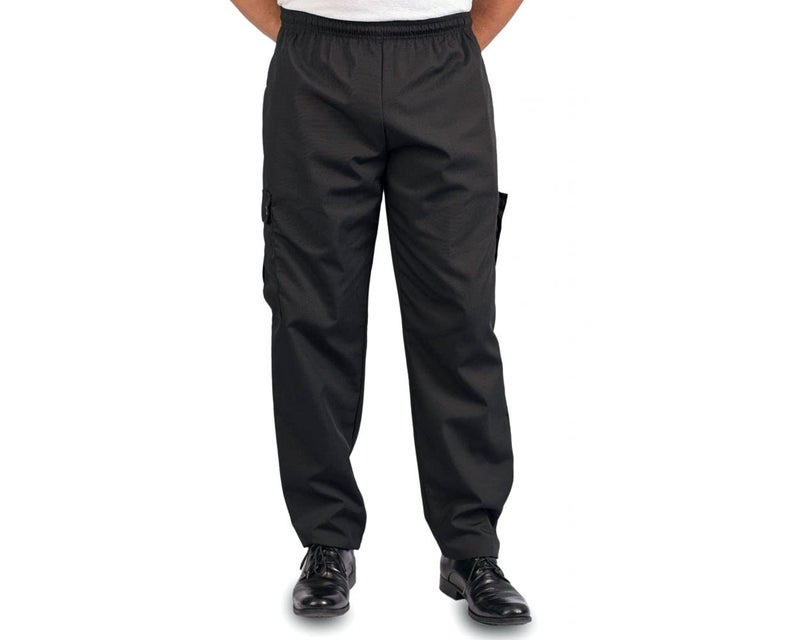 KNG Black Baggy Cargo Chef Pants for Men and Women Drawstring Waist S