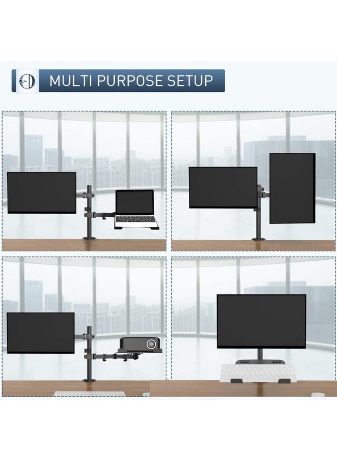 Laptop Monitor Mount Stand- Height Adjustable Desk Mount with Clamp and Grommet Mounting Base for 1 monitor up to 27” and 1 laptop up to 17”, 8KG Per Arm, Black  - Image 5