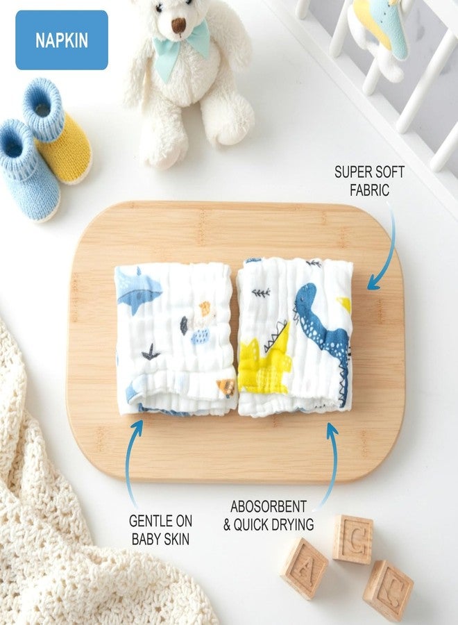 Comfy Cheeks Baby Essentials Gift Set for Newborns | Includes 3 Soft Cotton Muslin Swaddles, 2 Face Napkins, BPA-Free Baby Rattle & Natural Wooden Comb - Image 4