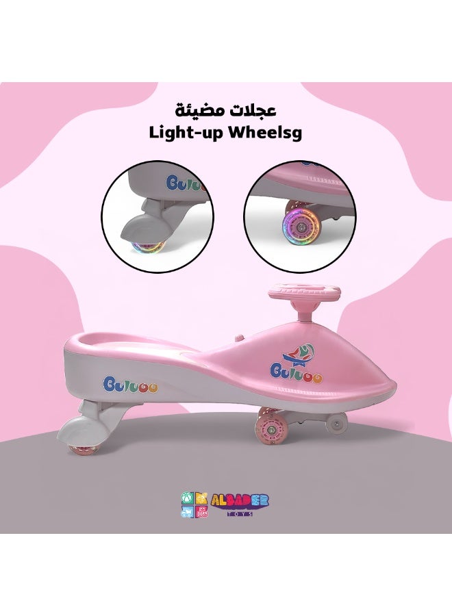 البدر سيارات ماجيك سوينغ للاطفال من البدر، سيارة ركوب تويستر ماجيك للاطفال مع عجلات LED، سيارة دفع للاطفال مع مقعد مضيء، سيارة ركوب سحرية تويستر اقوى وانعم للاطفال مع موسيقى، من البدر، زهري - Image 4