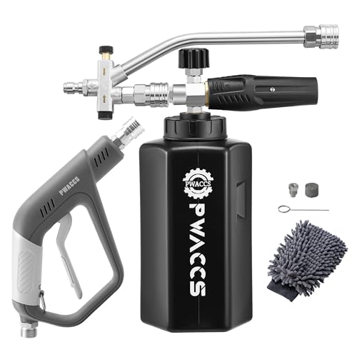 PWACCS Foam Cannon Dual Connector, Pressure Washer Car Wash Foam Gun, Short Power Washer Gun Kit with Dual-Connector Accessory, 1/4" Quick Connector, 1.5 Liter, 4000 PSI - Image 1