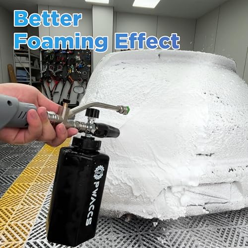 PWACCS Foam Cannon Dual Connector, Pressure Washer Car Wash Foam Gun, Short Power Washer Gun Kit with Dual-Connector Accessory, 1/4" Quick Connector, 1.5 Liter, 4000 PSI - Image 3