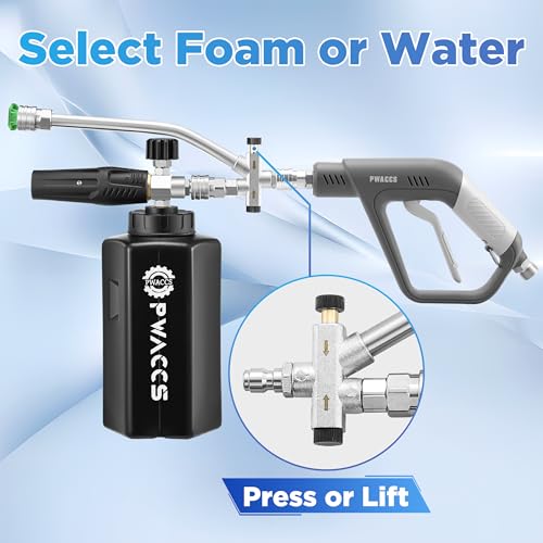 PWACCS Foam Cannon Dual Connector, Pressure Washer Car Wash Foam Gun, Short Power Washer Gun Kit with Dual-Connector Accessory, 1/4" Quick Connector, 1.5 Liter, 4000 PSI - Image 5