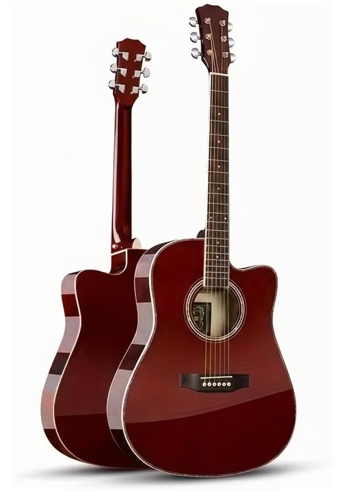 MegArya 40/41 Inch Beginner Acoustic Guitar - Spruce Veneer in Wine Red - Image 1
