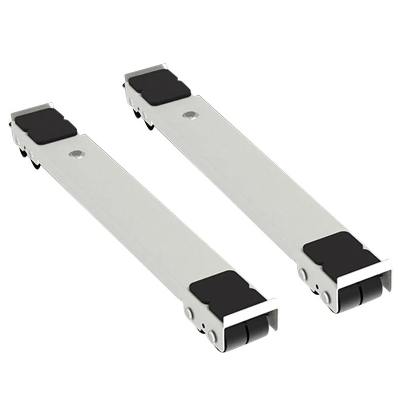 2PCS Furniture Appliances Rollers Iron Extendable Mobile Washing Machine Base Fridge Stand Dolly Movers with 24 Roller for Dryers Dishwashers White - Image 1