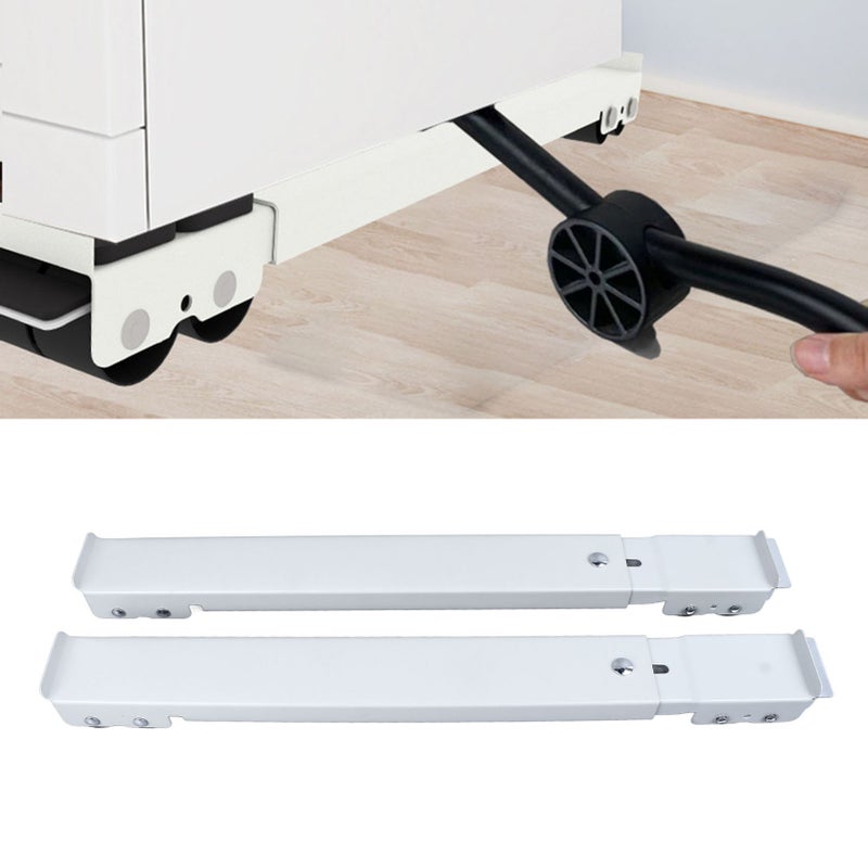 2PCS Furniture Appliances Rollers Iron Extendable Mobile Washing Machine Base Fridge Stand Dolly Movers with 24 Roller for Dryers Dishwashers White - Image 2