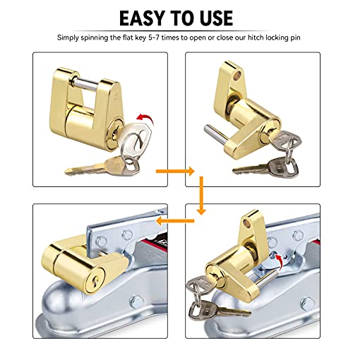 CZC AUTO Trailer Lock Dia 1/4 Inch, Coupler Lock 3/4 Inch Span Trailer Hitch Lock with Keys Trailer Coupler Lock for Tow Boat RV Truck Car's Coupler, 2 Pack - Image 4