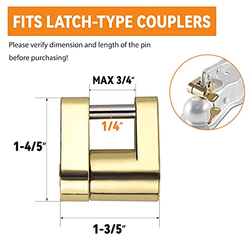 CZC AUTO Trailer Lock Dia 1/4 Inch, Coupler Lock 3/4 Inch Span Trailer Hitch Lock with Keys Trailer Coupler Lock for Tow Boat RV Truck Car's Coupler, 2 Pack - Image 2