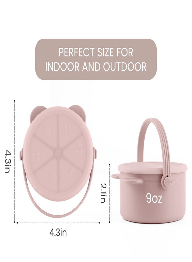 idooss Silicone Snacks Containers for Toddlers, Baby Food Catcher Spill Proof, Kid Snacks Holder with DustProof Lid, 2 Pack Dishwasher Safe (Blush/Mauve) - Image 2