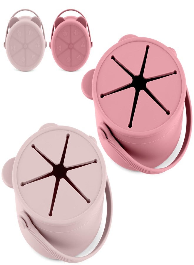 idooss Silicone Snacks Containers for Toddlers, Baby Food Catcher Spill Proof, Kid Snacks Holder with DustProof Lid, 2 Pack Dishwasher Safe (Blush/Mauve) - Image 1