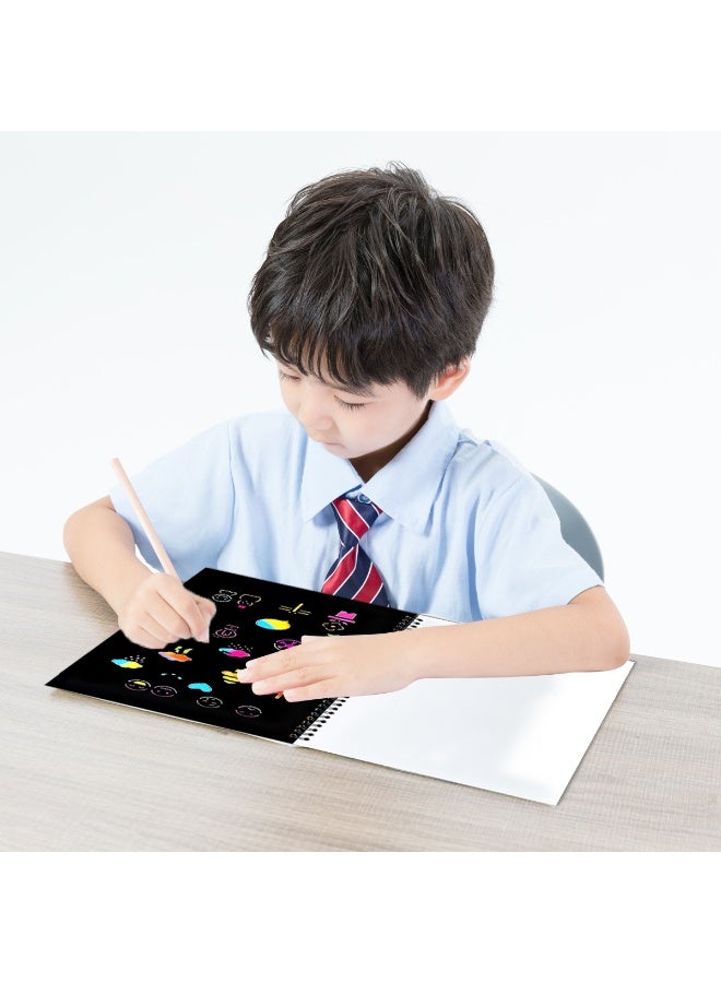 Magic Scratch-Off Kit, 5-Piece Set - Colorful Rainbow Art, Rich Abstract Designs, Perfect for Birthdays, Holidays, Halloween, and Christmas Gifts, Art Supplies, Creative Crafts, Playful Designs, Durable Paper - Image 3