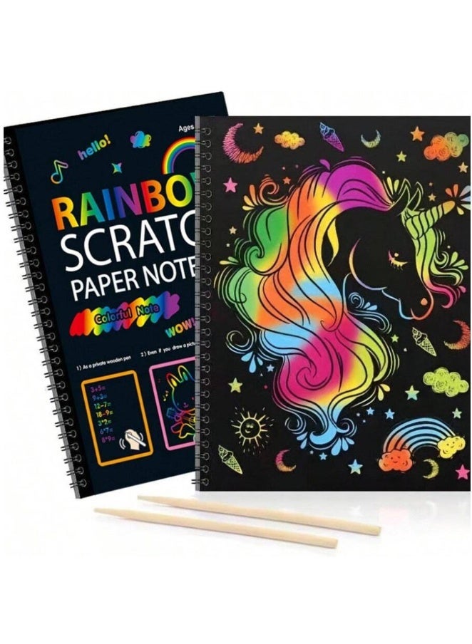 Magic Scratch-Off Kit, 5-Piece Set - Colorful Rainbow Art, Rich Abstract Designs, Perfect for Birthdays, Holidays, Halloween, and Christmas Gifts, Art Supplies, Creative Crafts, Playful Designs, Durable Paper - Image 1