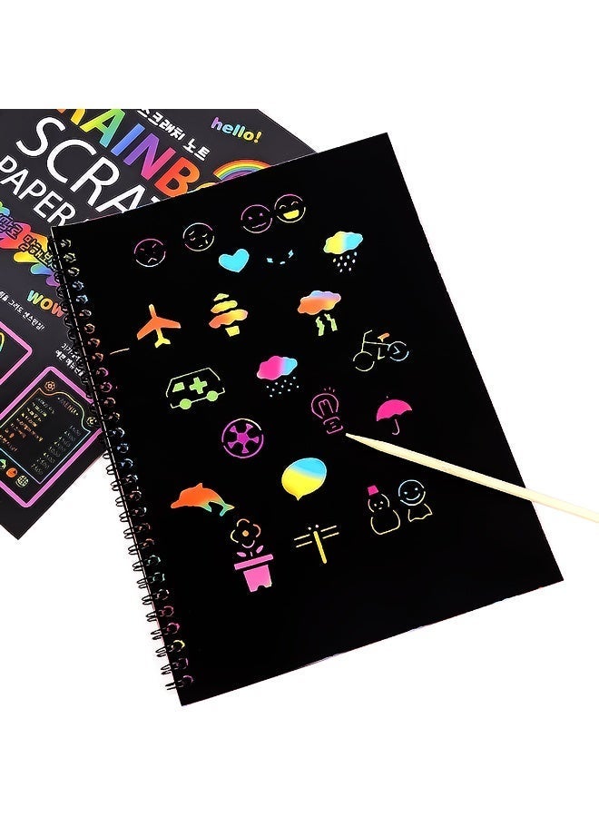 Magic Scratch-Off Kit, 5-Piece Set - Colorful Rainbow Art, Rich Abstract Designs, Perfect for Birthdays, Holidays, Halloween, and Christmas Gifts, Art Supplies, Creative Crafts, Playful Designs, Durable Paper - Image 2