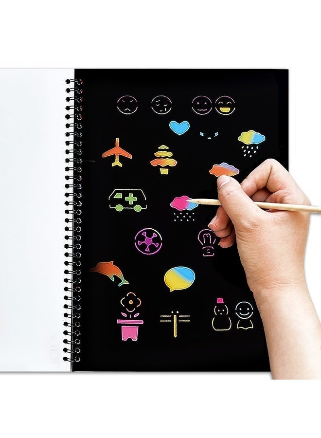 Magic Scratch-Off Kit, 5-Piece Set - Colorful Rainbow Art, Rich Abstract Designs, Perfect for Birthdays, Holidays, Halloween, and Christmas Gifts, Art Supplies, Creative Crafts, Playful Designs, Durable Paper - Image 3