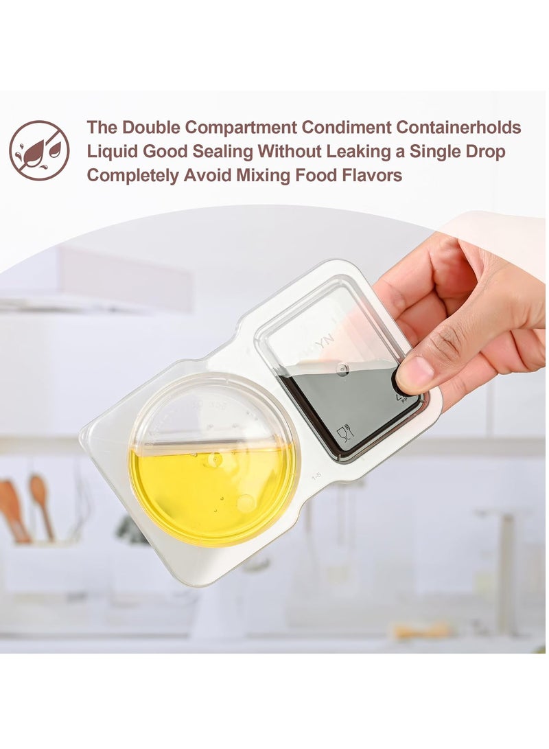 20PCS Double Compartment Condiment Container Reusable Snack Container Snack Pack Container Sauce Containers Condiment Containers With Used For Take-out Condiments