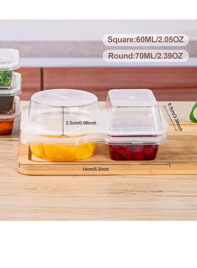 20PCS Double Compartment Condiment Container Reusable Snack Container Snack Pack Container Sauce Containers Condiment Containers With Used For Take-out Condiments