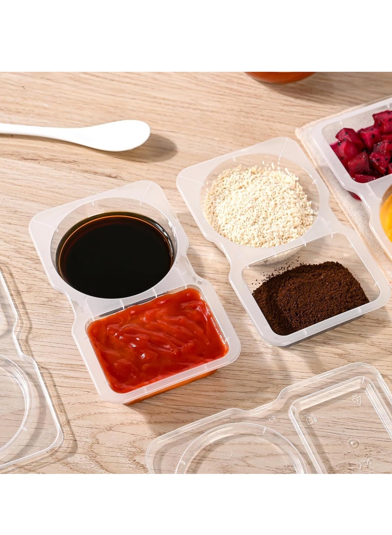 20PCS Double Compartment Condiment Container Reusable Snack Container Snack Pack Container Sauce Containers Condiment Containers With Used For Take-out Condiments