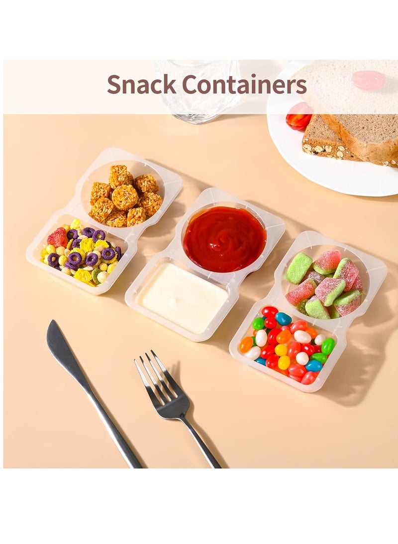20PCS Double Compartment Condiment Container Reusable Snack Container Snack Pack Container Sauce Containers Condiment Containers With Used For Take-out Condiments