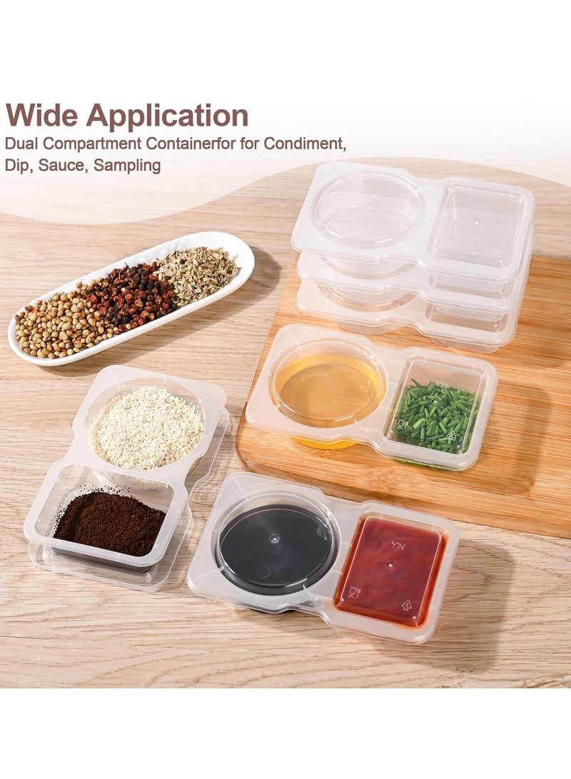 20PCS Double Compartment Condiment Container Reusable Snack Container Snack Pack Container Sauce Containers Condiment Containers With Used For Take-out Condiments