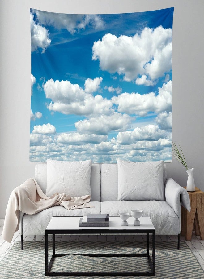 CORFOTO 60x40in Fabric Blue Sky Wall Picture - White Clouds Tapestry for Bedroom, Living Room, College Dorm, Study Room, Window Decor - Image 3