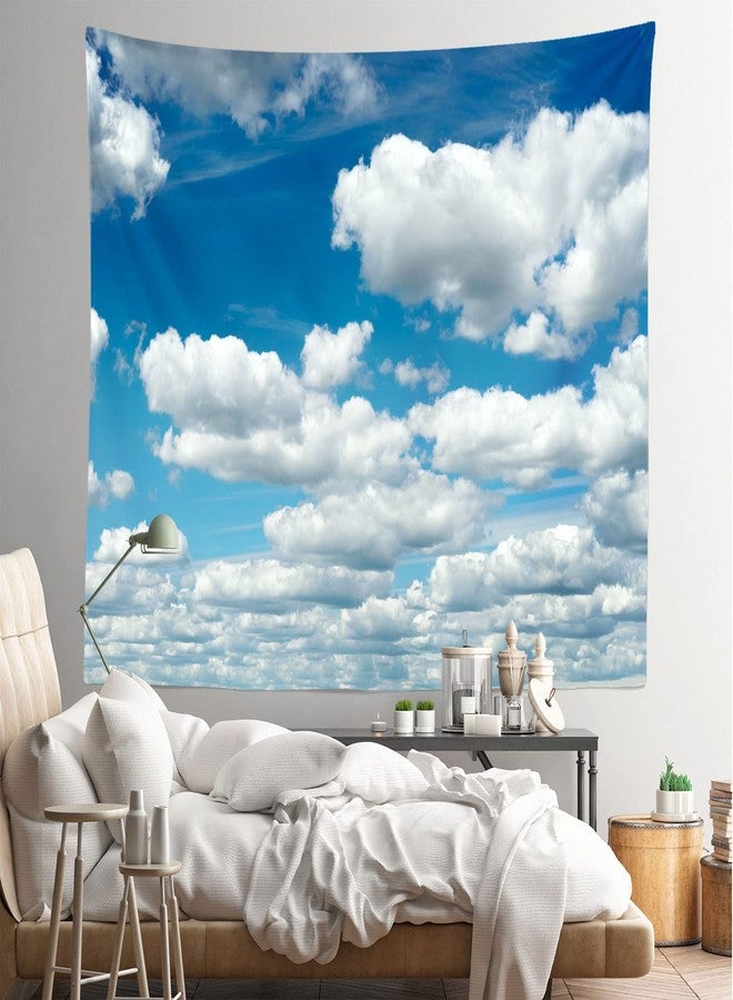 CORFOTO 60x40in Fabric Blue Sky Wall Picture - White Clouds Tapestry for Bedroom, Living Room, College Dorm, Study Room, Window Decor - Image 2