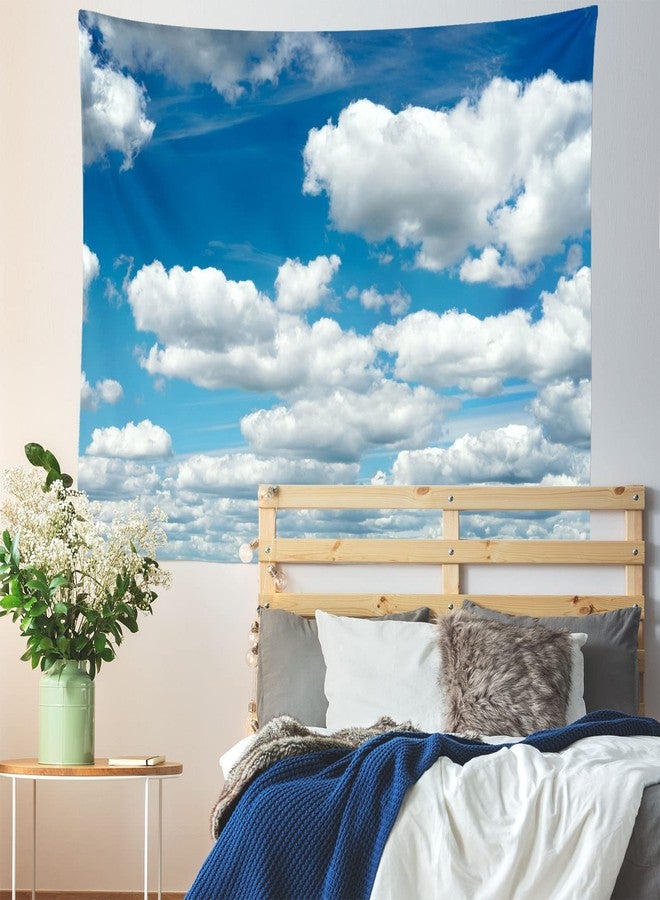 CORFOTO 60x40in Fabric Blue Sky Wall Picture - White Clouds Tapestry for Bedroom, Living Room, College Dorm, Study Room, Window Decor - Image 4